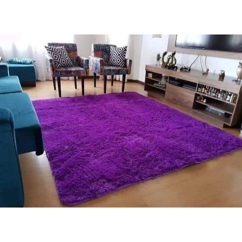 GENERICO - alfombra DE INVIERNO PELUDA MORADO UNICOLOR antideslizante 180x200 cm
