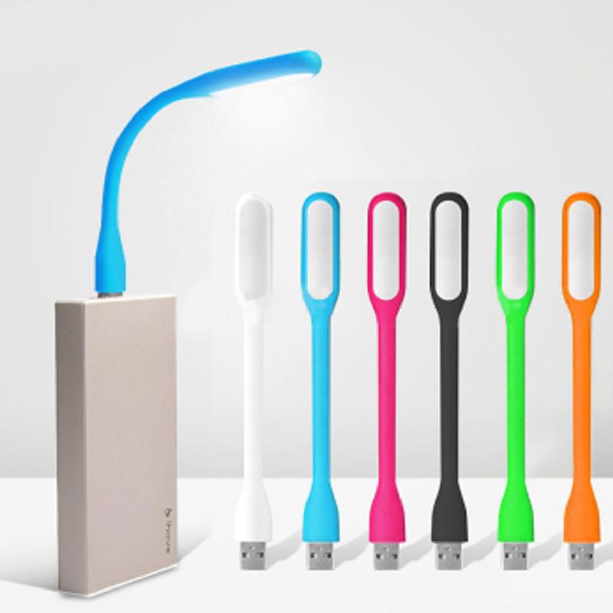 GENERICO - Pack 2 Mini Luz Led Flexible Portatil Usb Celeste