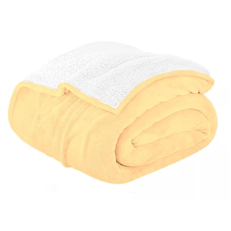 GENERICO - Frazadas Sherpa Microfibra 2 Plazas Manta De Chiporro Amarillo