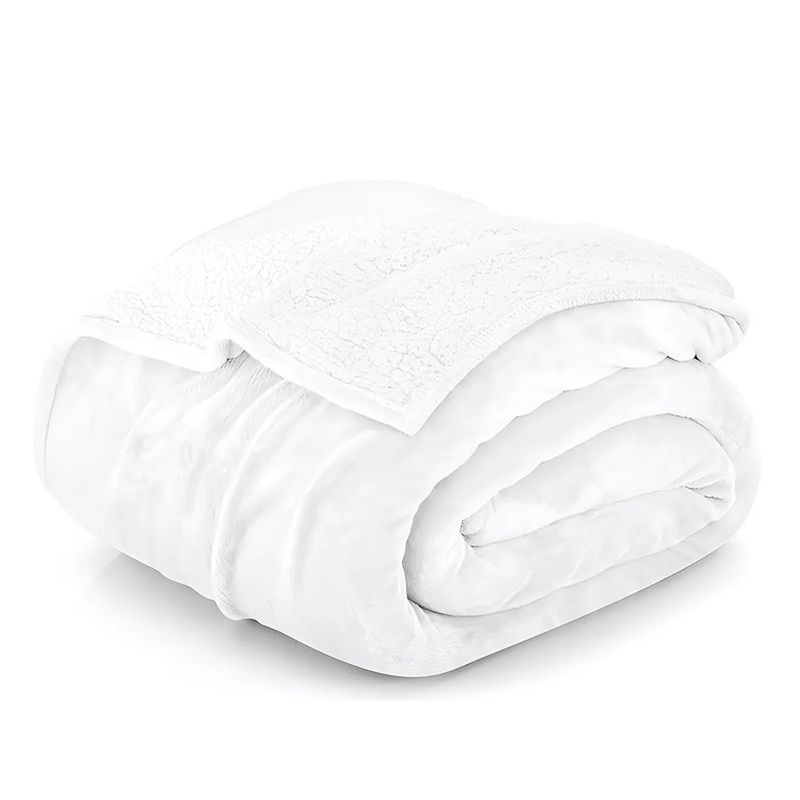 GENERICO - Frazadas Sherpa Microfibra 2 Plazas Manta De Chiporro Blanco
