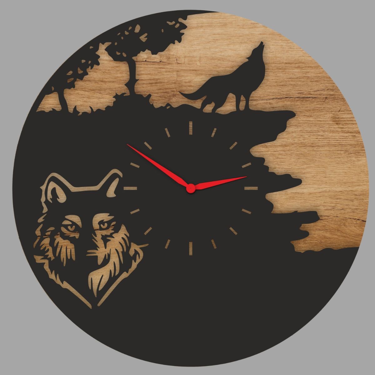 GENERICO - Reloj Artesanal Pared 31cm - Lobo