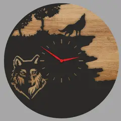 GENERICO - Reloj Artesanal Pared 31cm - Lobo