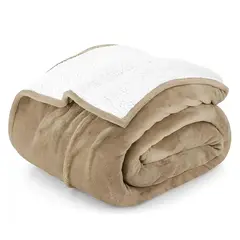 GENERICO - Frazadas Sherpa Microfibra 2 Plazas Manta De Chiporro Marron