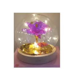 GENERICO - Rosa Eterna Luces Led Cúpula Vidrio Flor Eterna Artificial Morada