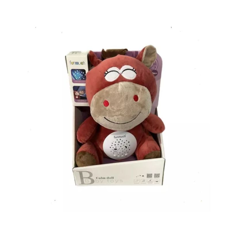 GENERICO - Peluche Musical Para Bebe Proyector Luz Nocturna Ruido Bordó