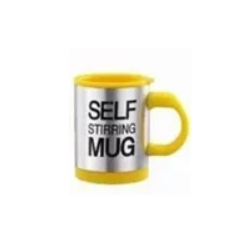 GENERICO - Tazón Mug Self Stirring + Revolvedor Automático Eléct Color Amarillo
