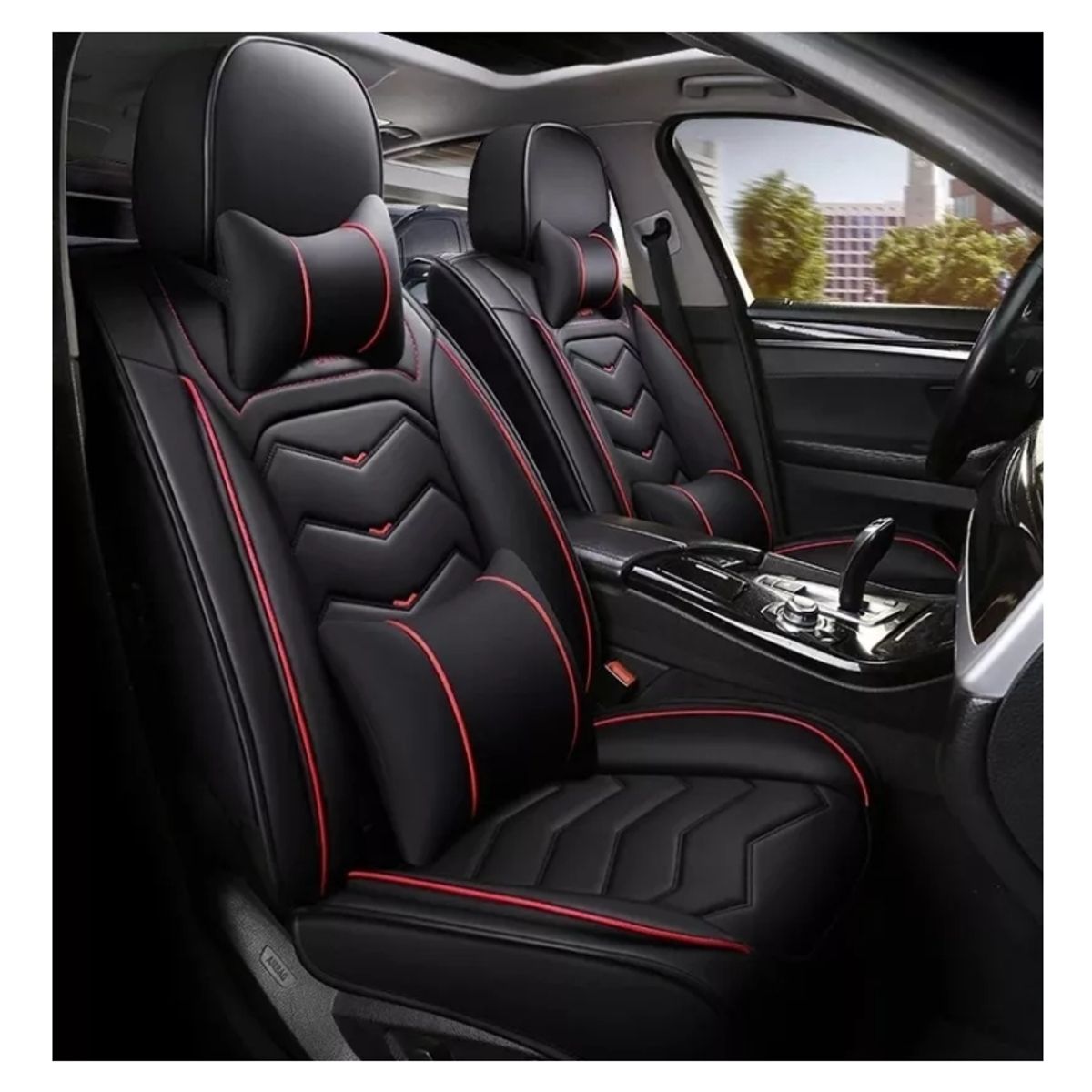 GENERICO - Kit Funda Cubre Asiento Cuero Auto Premium Luxury Almoadilla