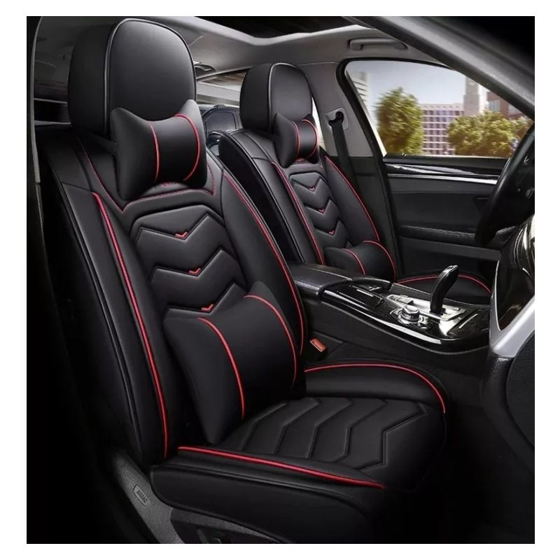 GENERICO - Kit Funda Cubre Asiento Cuero Auto Premium Luxury Almoadilla