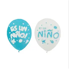 GENERICO - Globo Diseño Revelacion de Sexo Azul y Blanco- 6 und