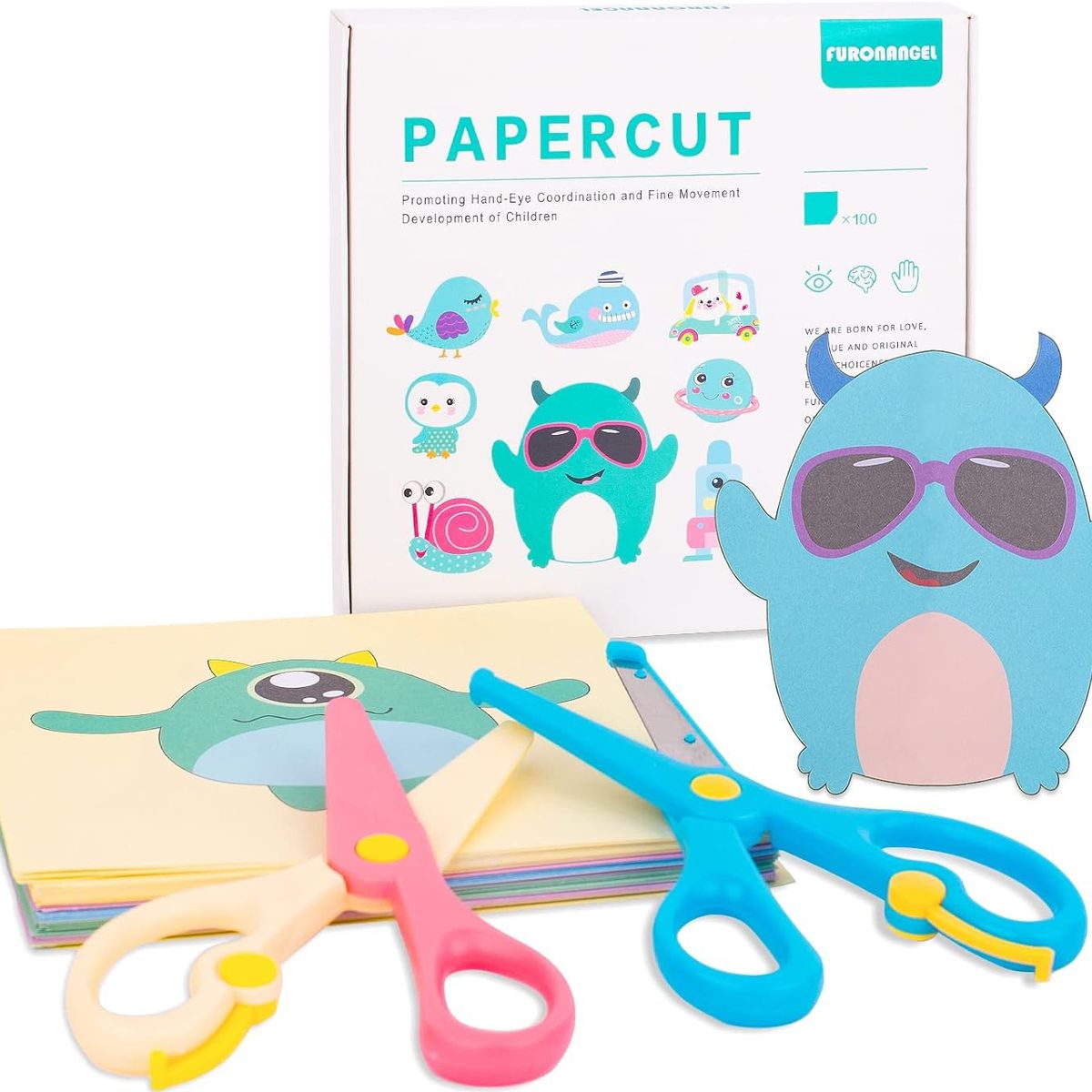 PANGUI TOYS - Set aprendizaje recorte Monster con tijeras Par de tijeras