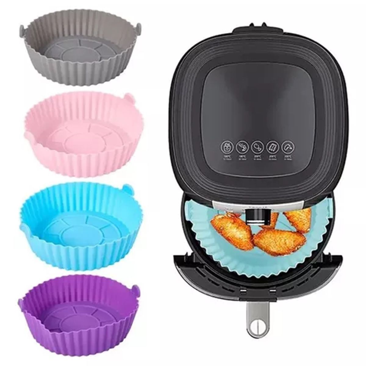 GENERICO - 4 Moldes Bandeja Silicona Air Fryer Freidora Anti-adherente