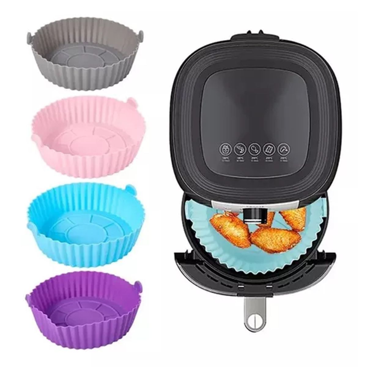 GENERICO - 4 Moldes Bandeja Silicona Air Fryer Freidora Anti-adherente