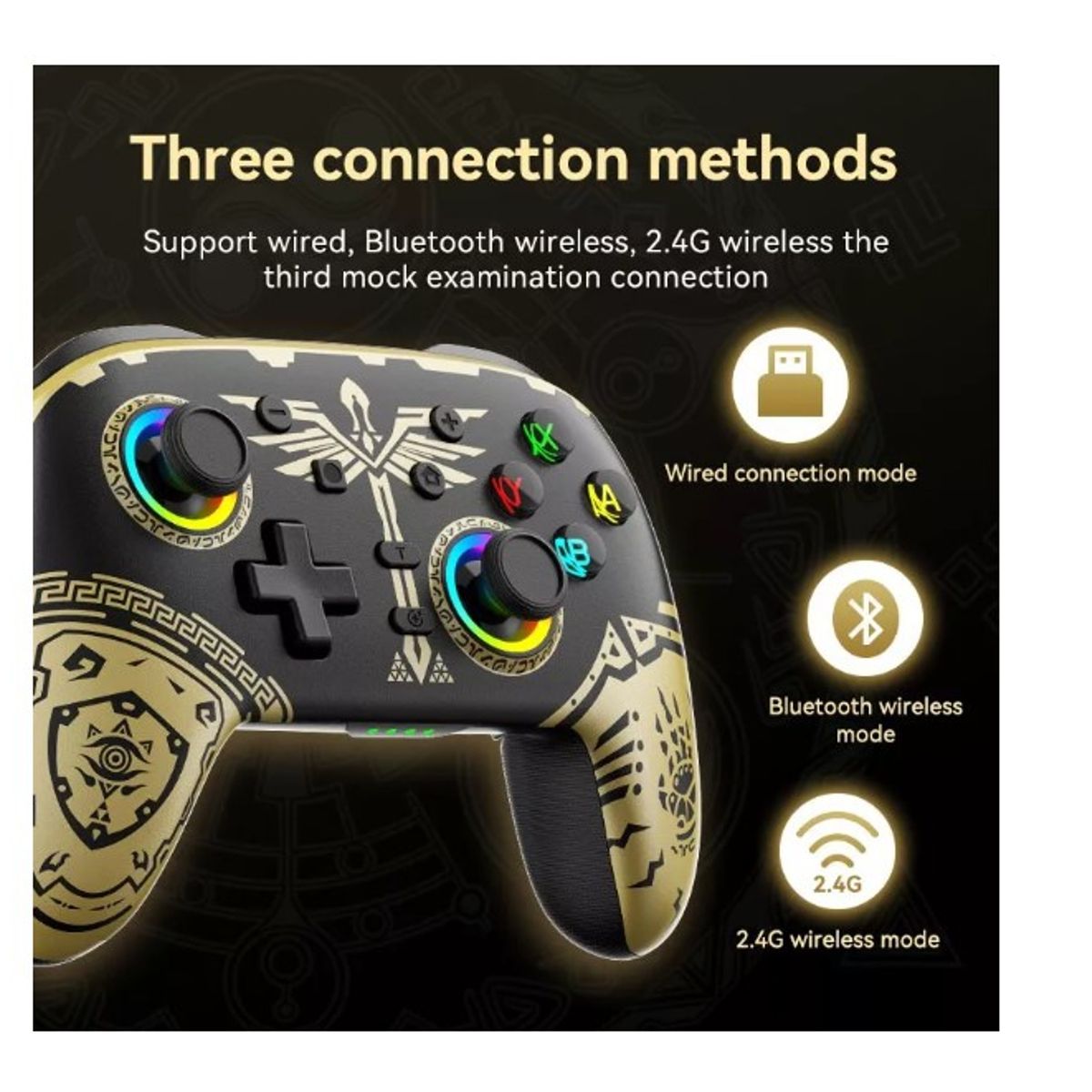 GENERICO - Control Genérico Rgb Para Nintendo Switcholedlitepcmóvil Negro