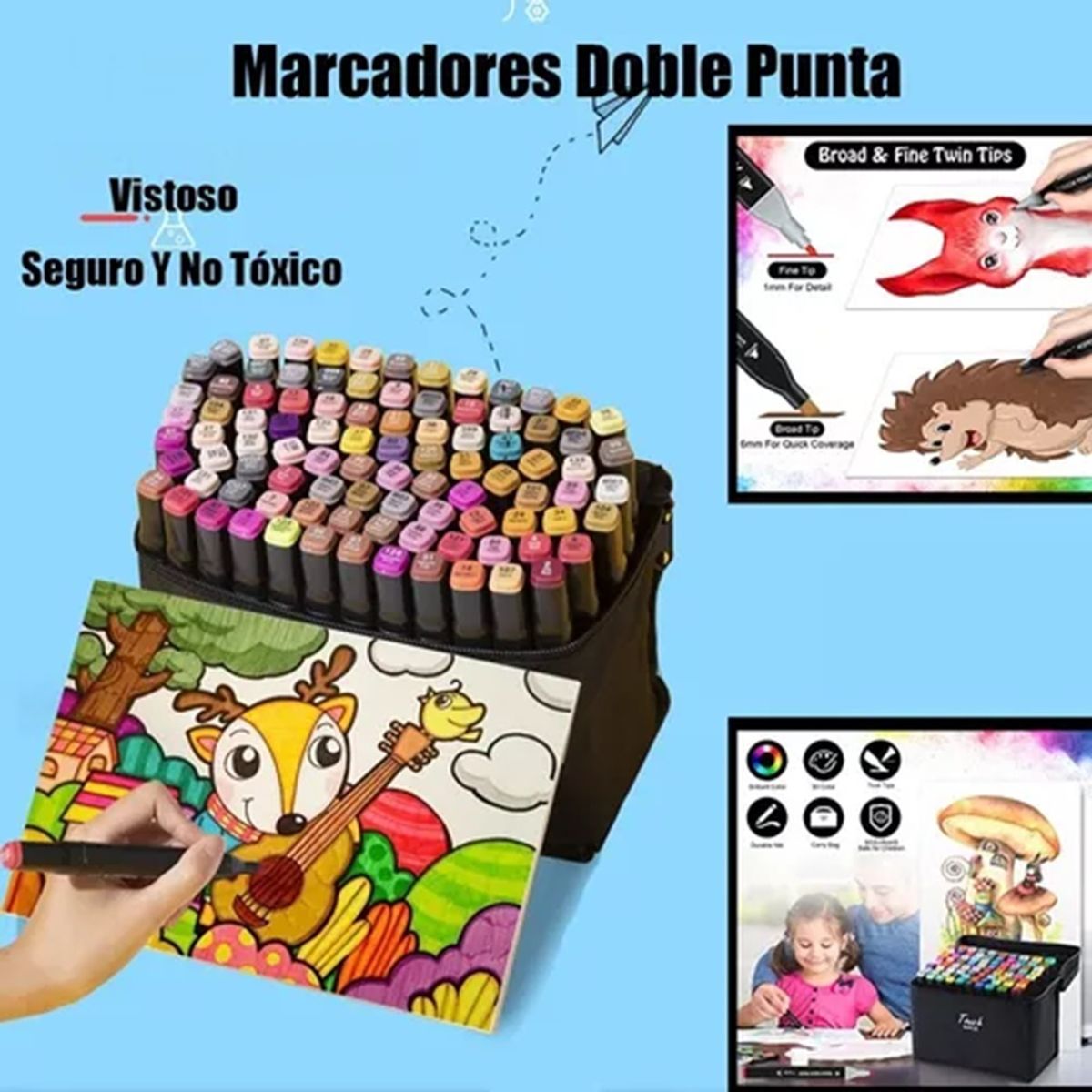 GENERICO - 80 Marcadores Plumones Lápices Artistico Colores Doble Punta