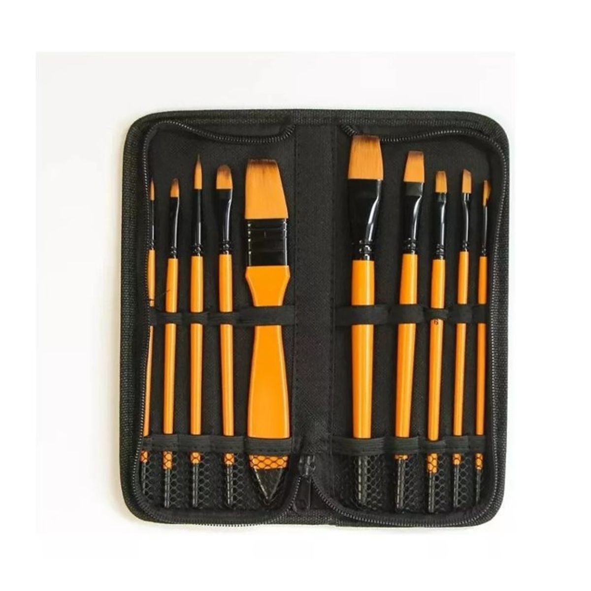 GENERICO - Set 10 Pinceles Profesionales + Bolso Óleo Acuarela Acrílico