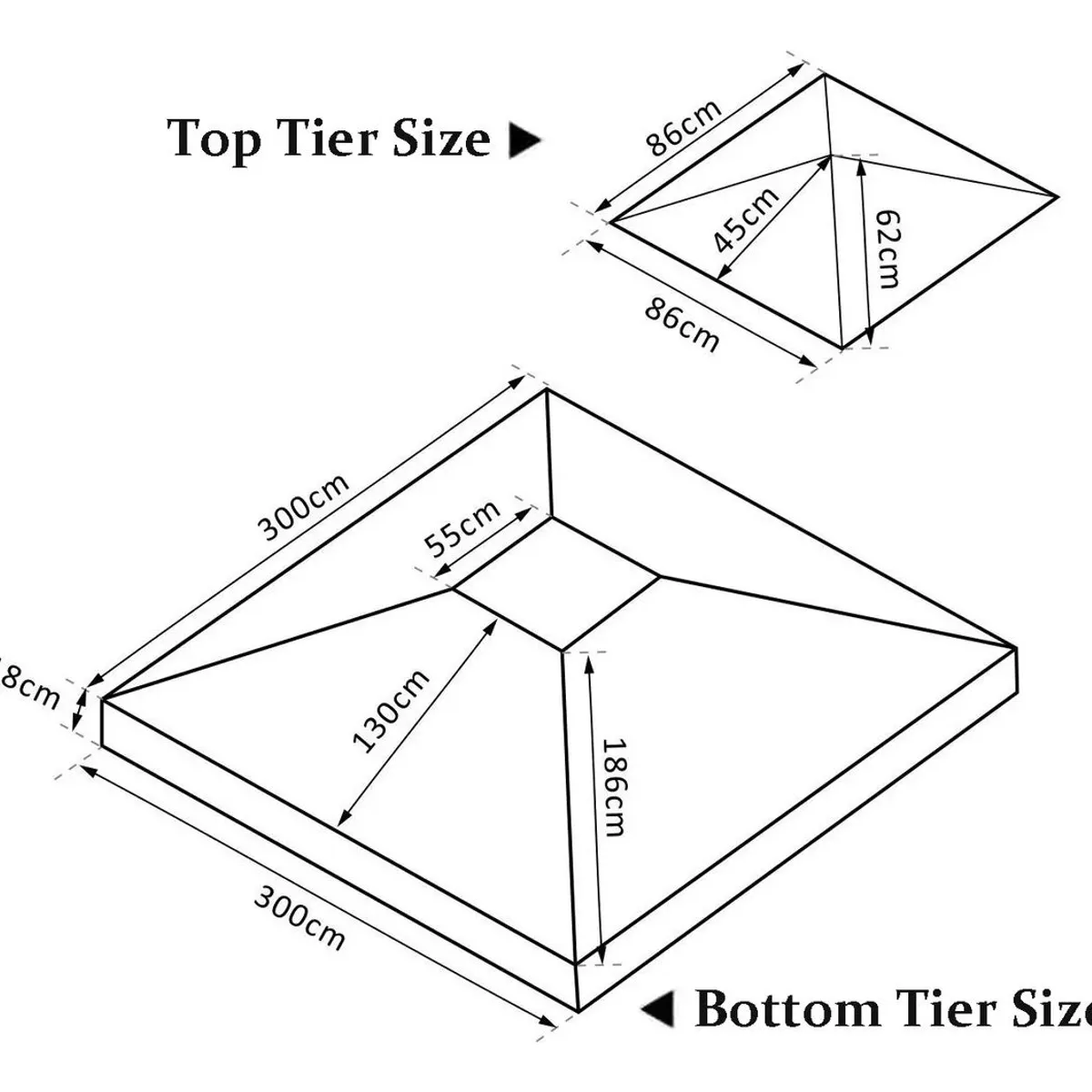 KUANGYE - Repuesto De Techo Para Toldo Pérgola 3x3 Mt