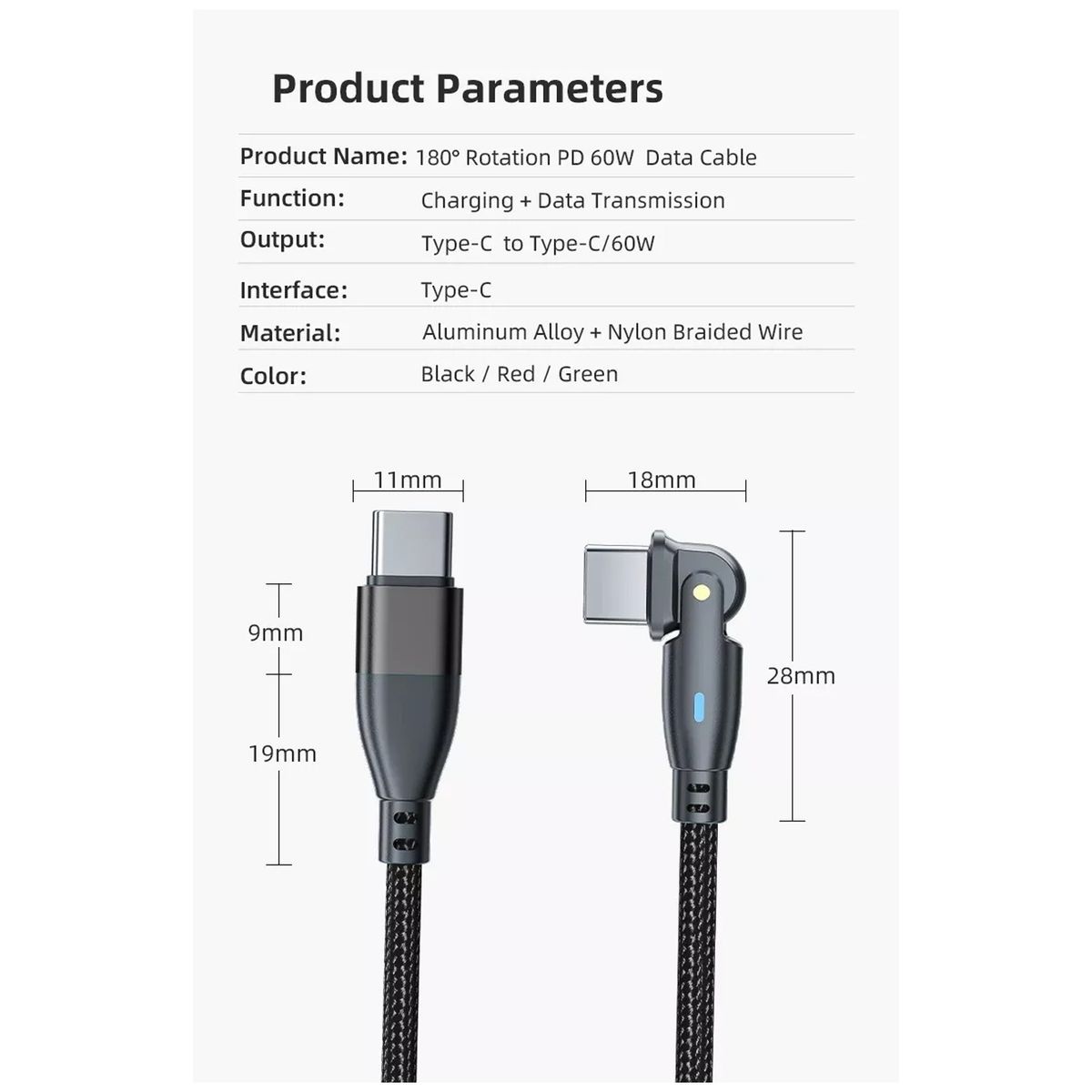 GENERICO - Cable Usb Tipo C A Usb-c 3.1 Carga Rápida 60w 2 Metros  180ª