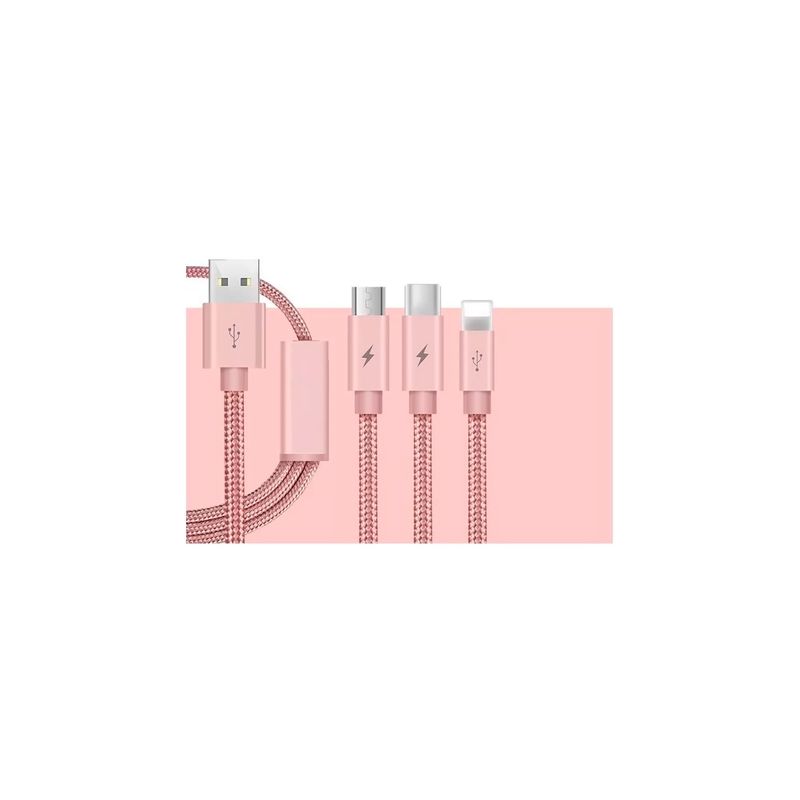 GENERICO - Cable Cargador Usb 3en1 Tipo C+ Micro Usb + Ios