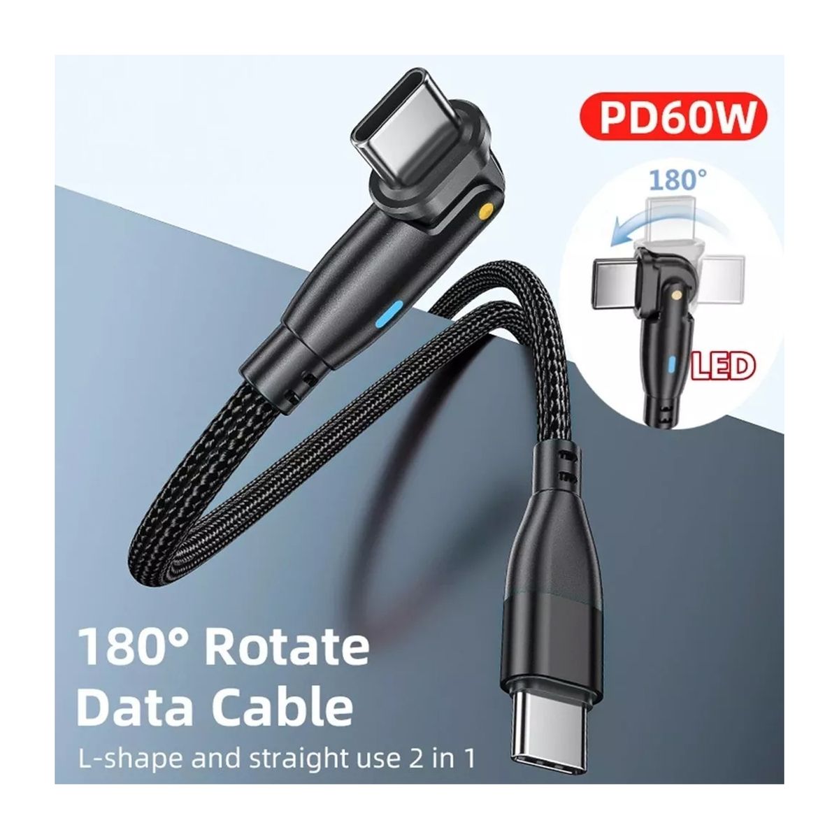 GENERICO - Cable Usb Tipo C A Usb-c 3.1 Carga Rápida 60w 2 Metros  180ª