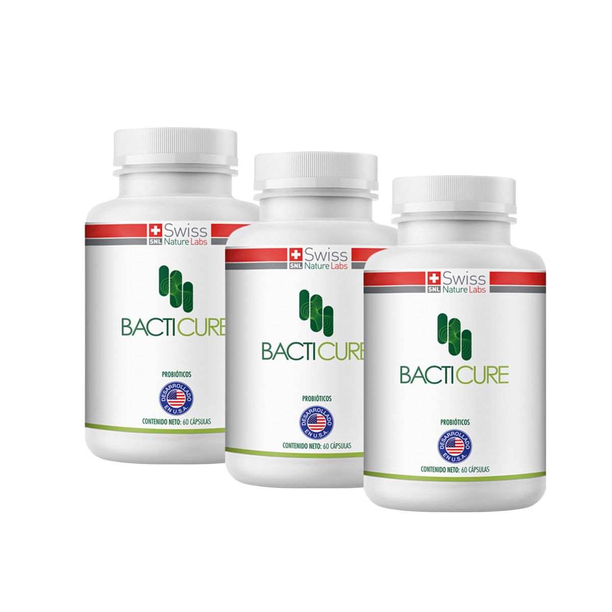 BACTICURE - Pack  3 Bacticure Salud Intestinal 180 Capsulas