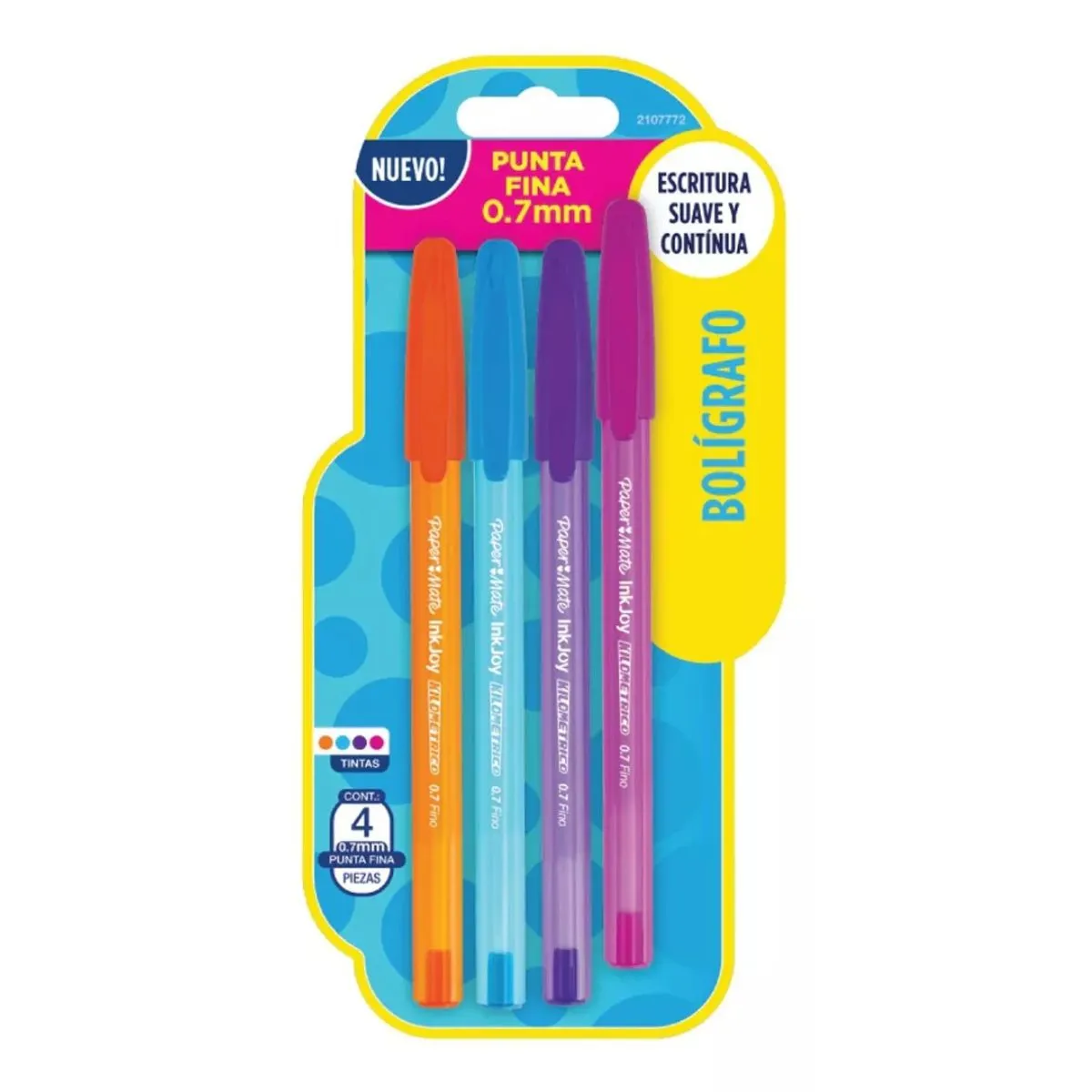 PAPER MATE - Boligrafo Inkjoy Punta Fina Paper Mate Surtido Blister X4