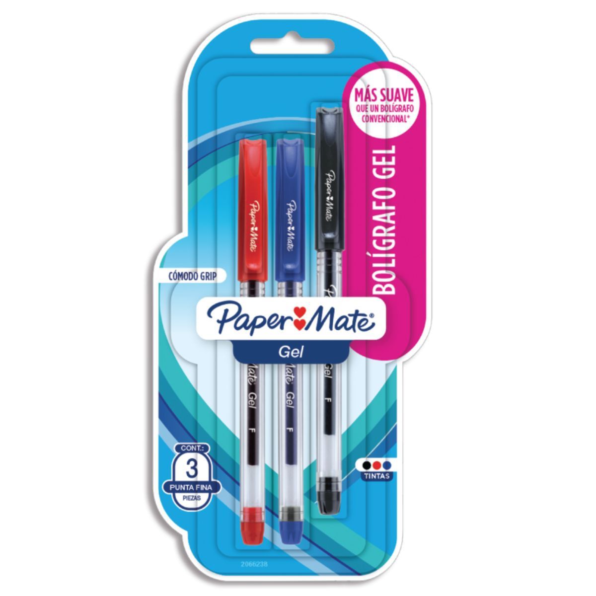 PAPER MATE - Boligrafo Gel Paper Mate Ultra Fino Surtido Blister X3
