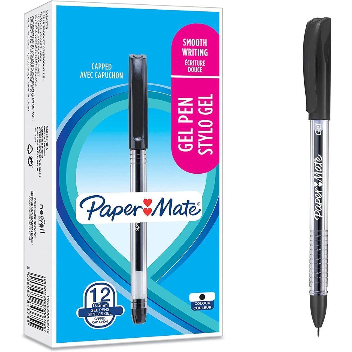 PAPER MATE - Boligrafo Gel Paper Mate Ultra Fino Negro Caja X6