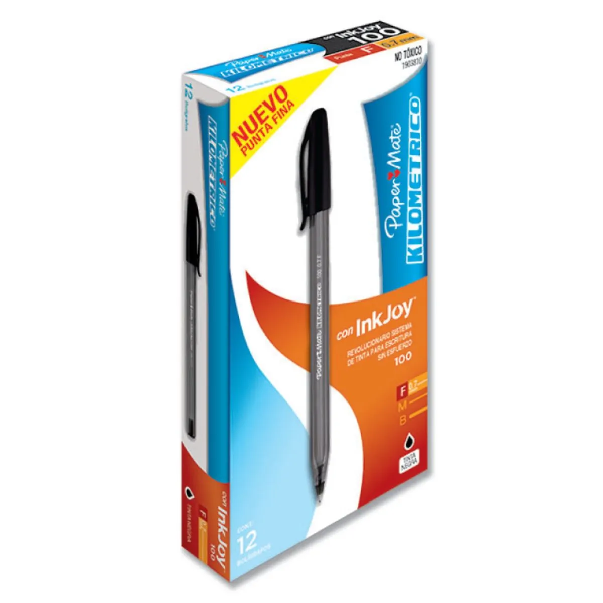 PAPER MATE - Boligrafo Inkjoy Punta Fina Paper Mate Negro Caja X12