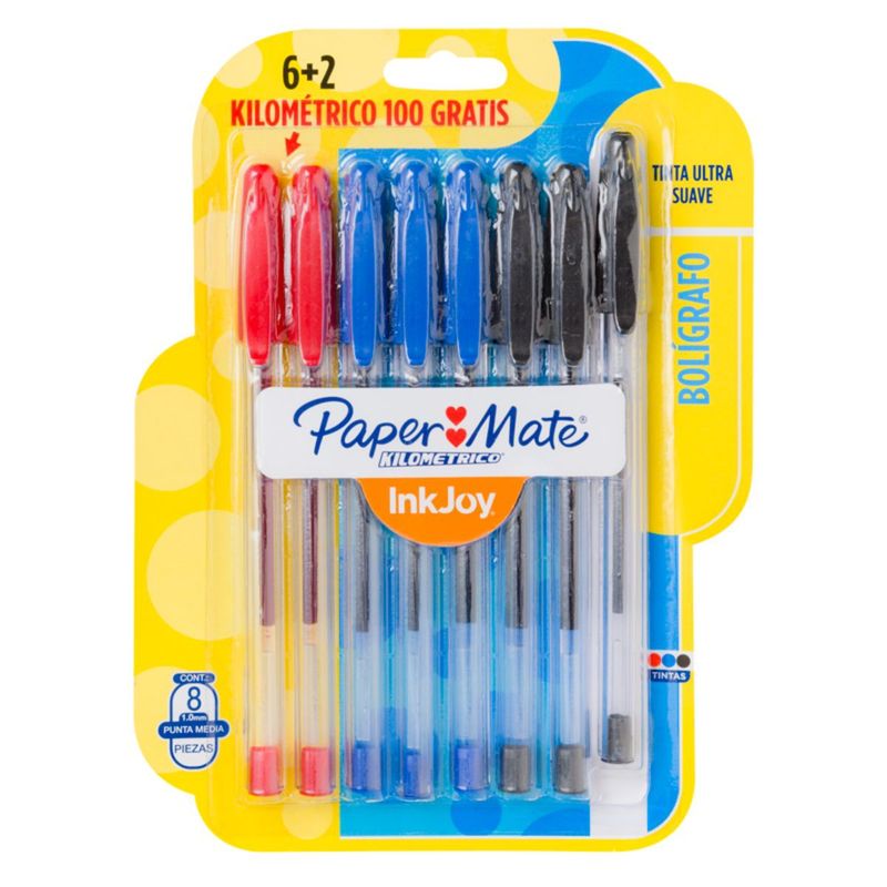 PAPER MATE - Boligrafo Inkjoy 100st Paper Mate Surtidos Blister X8