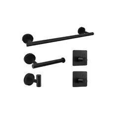 GENERICO - Accesorios De Baño Acero Inoxidable Negro 5P