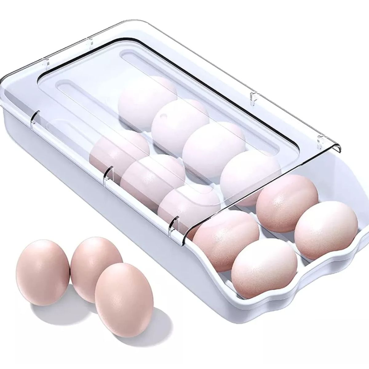 GENERICO - Pack 2 Caja Organizador Multiuso Huevera 14 Huevos Apilable