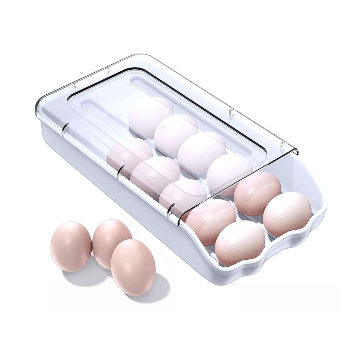 GENERICO - Pack 2 Caja Organizador Multiuso Huevera 14 Huevos Apilable