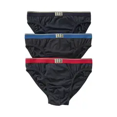 LEO - Pack x3 calzoncillos clásicos en algodón 33180X3 Negro Rojo / Negro Gris / Negro Azul