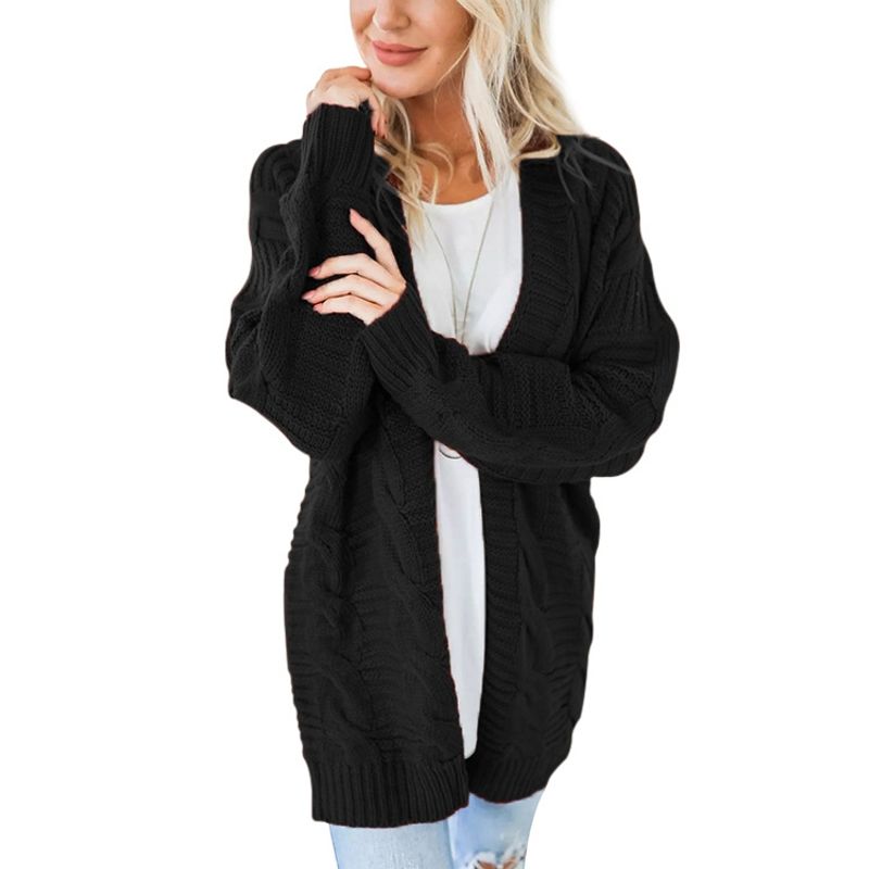 TIOZONEY - Sweater abierto para Mujer- Negro