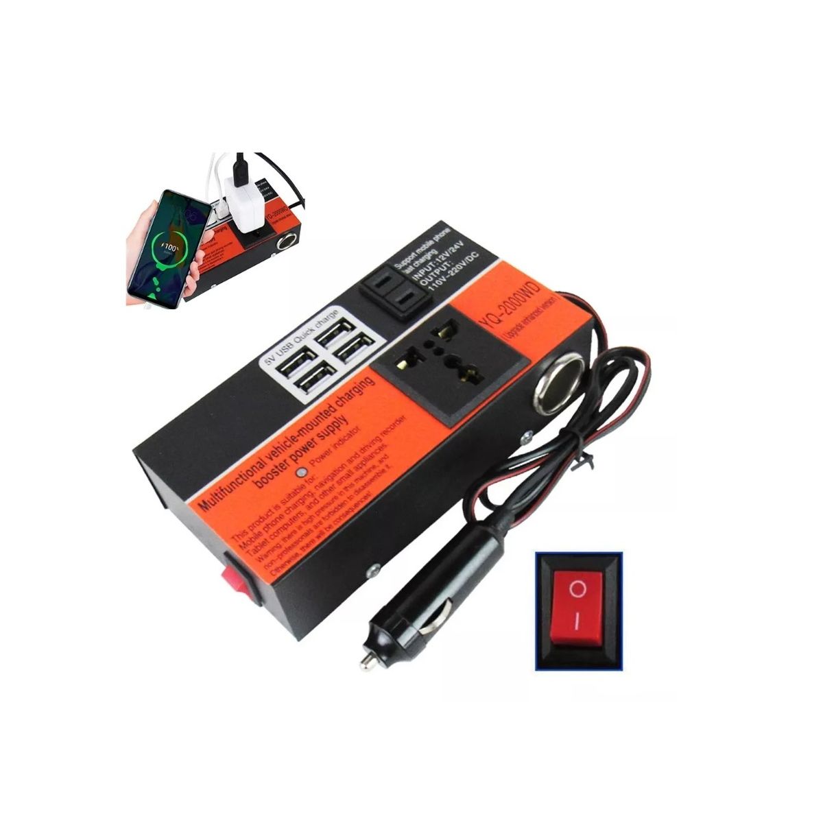 GENERICO - Inversor De Voltaje Auto Convertidor Corriente 12v 220v 15k