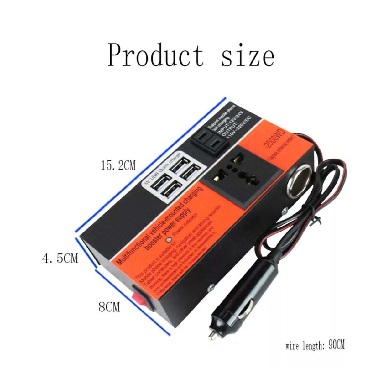 GENERICO - Inversor De Voltaje Auto Convertidor Corriente 12v 220v 15k