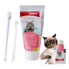 BIOLINE - Pasta De Dientes Con 2 Cepillos Para Gatos.