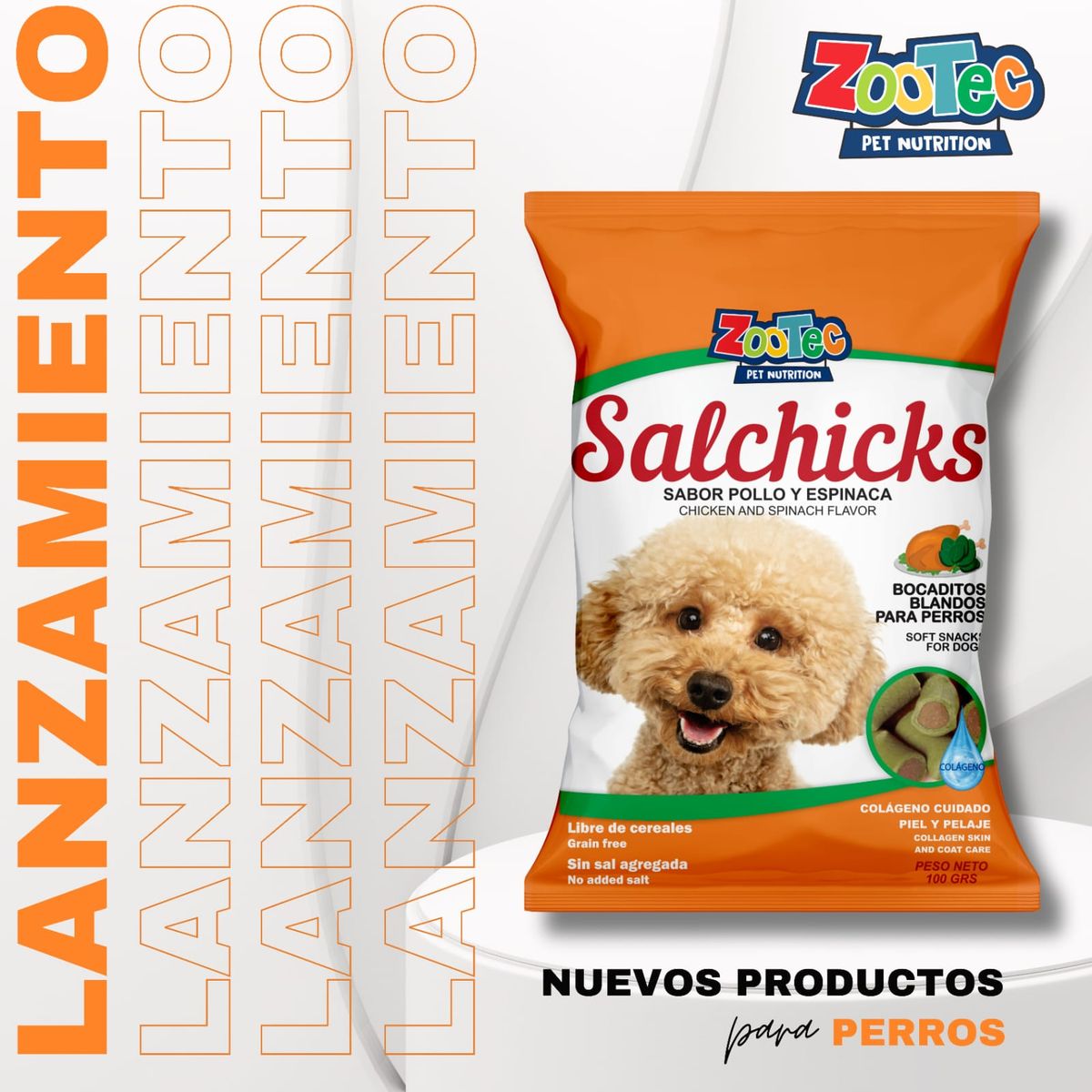 GENERICO - Salchicks Zootec pollo y espinaca 100g