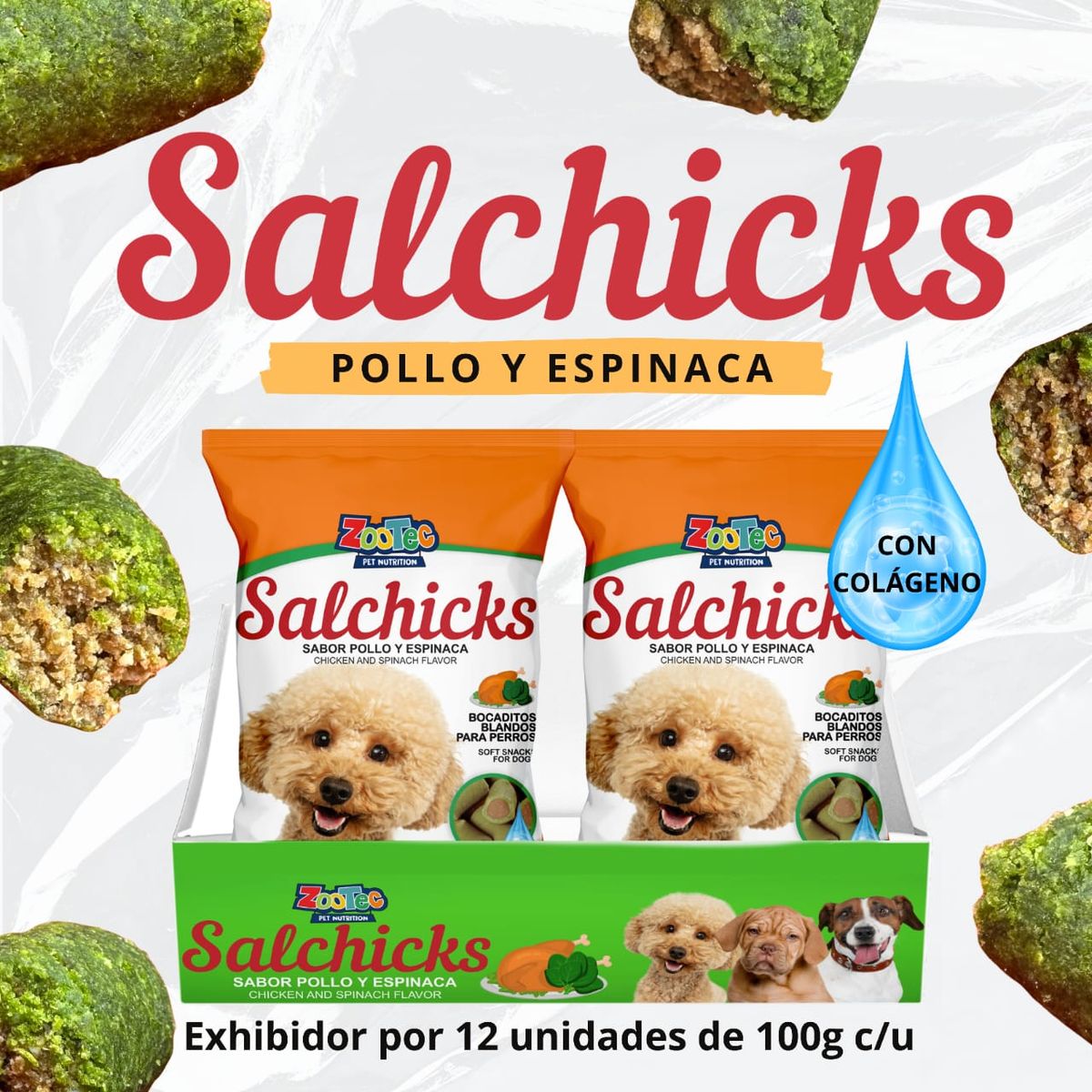GENERICO - Salchicks Zootec pollo y espinaca 100g