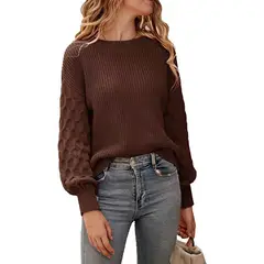 TIOZONEY - Chaleco Cuello redondo Mujer- Café