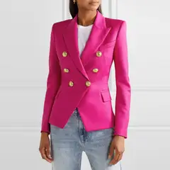 TIOZONEY - Blazer para Mujer - Rojo