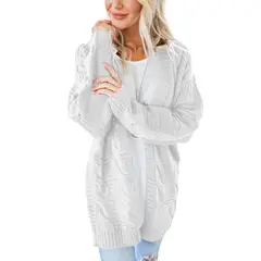 TIOZONEY - Sweater abierto para Mujer- Blanco grisáceo