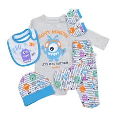BAMBINO - Set 5 Piezas Baby Gift Monsters Gris