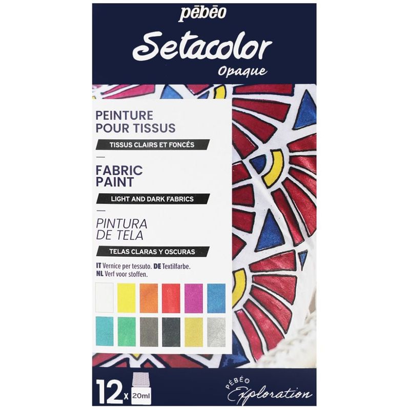 PEBEO - Pintura de Tela Pebeo Setacolor Opaque Set 12 x20ml Tornasol