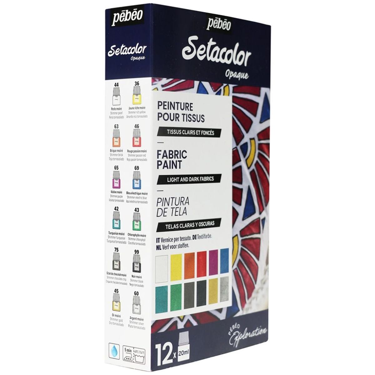 PEBEO - Pintura de Tela Pebeo Setacolor Opaque Set 12 x20ml Tornasol
