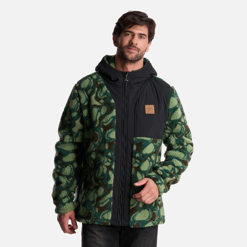 HAKA HONU - Poleron Hombre Porteador Print Verde Haka Honu