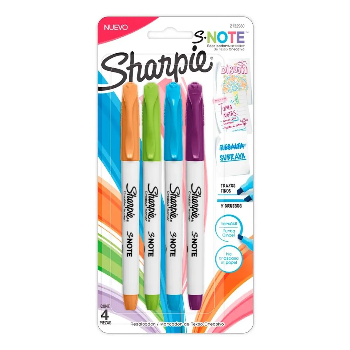SHARPIE - Destacadores Sharpie Note Colores Intensos X4