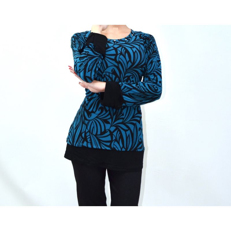 MAGENTA WOMAN - Polera 04 Lycra Estampada Petroleo
