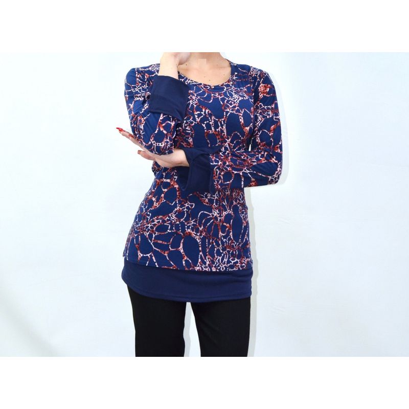 MAGENTA WOMAN - Polera 04 Lycra Estampada Azul Marino