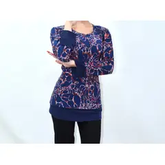 MAGENTA WOMAN - Polera 04 Lycra Estampada Azul Marino